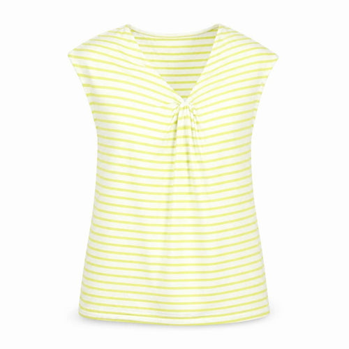 Whistles Women's Yellow Striped V-Neck T-Shirt Size 2
