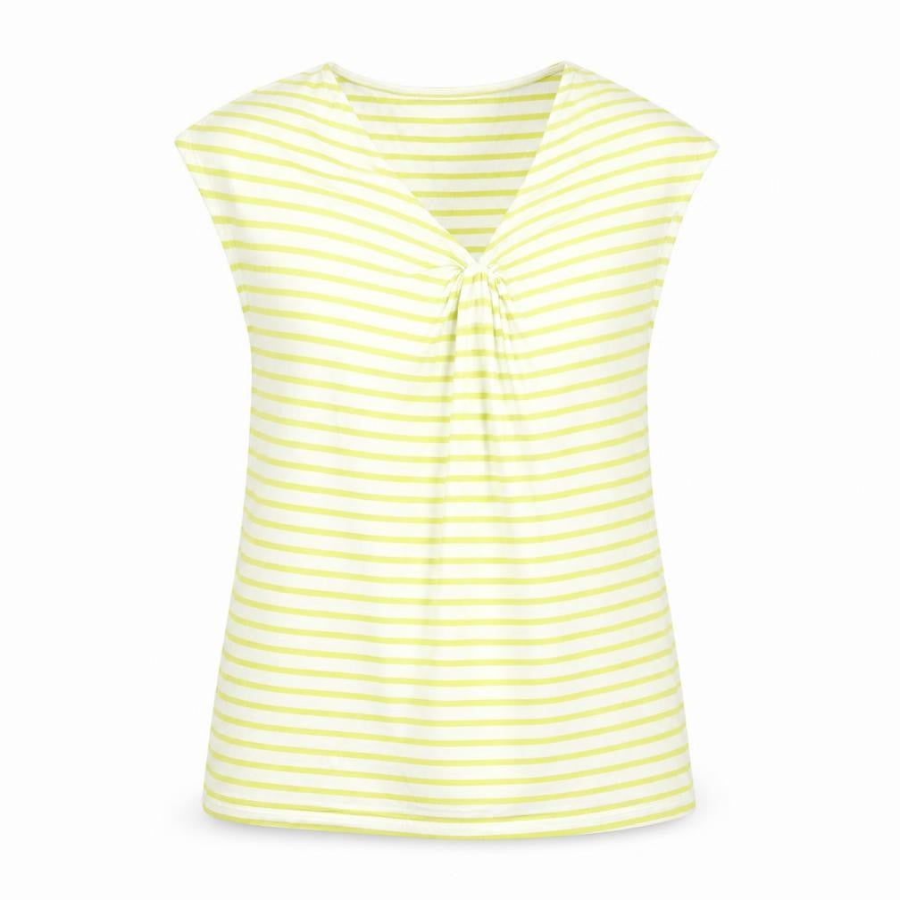 Whistles Women's Yellow Striped V-Neck T-Shirt Size 2