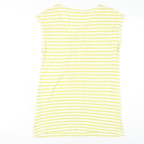 Whistles Women's Yellow Striped V-Neck T-Shirt Size 2