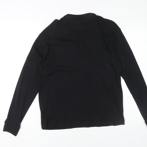 Voi Jeans Co. Men's Black Henley Long Sleeve T-Shirt M
