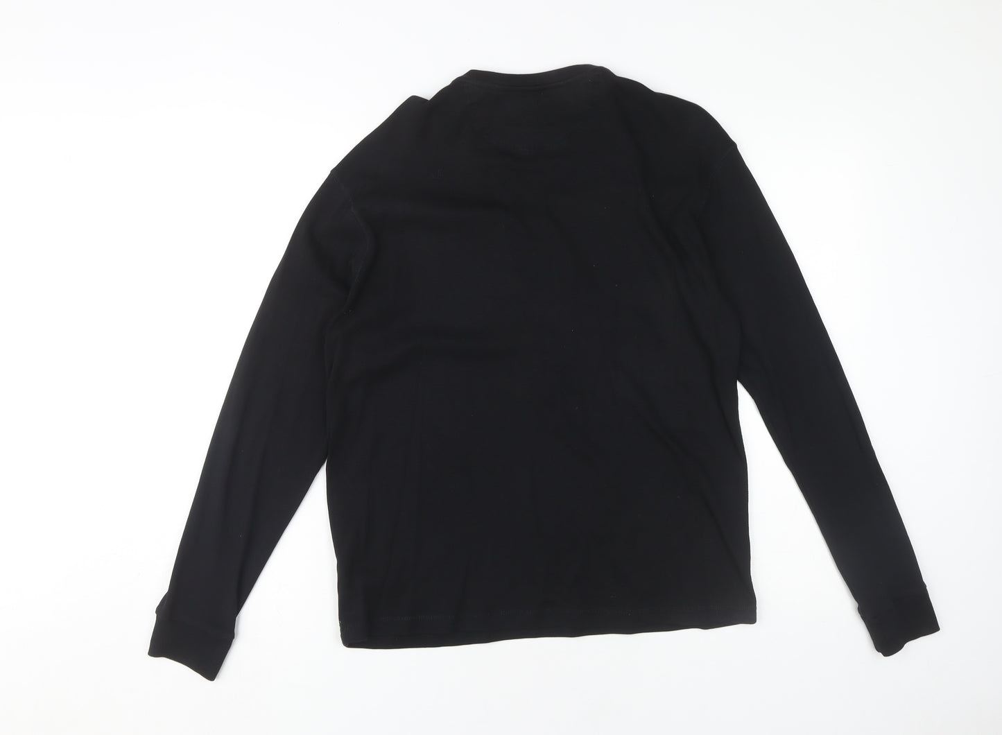 Voi Jeans Co. Men's Black Henley Long Sleeve T-Shirt M