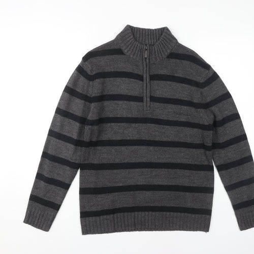 Pierre Cardin Men's Grey Striped Pullover Jumper S