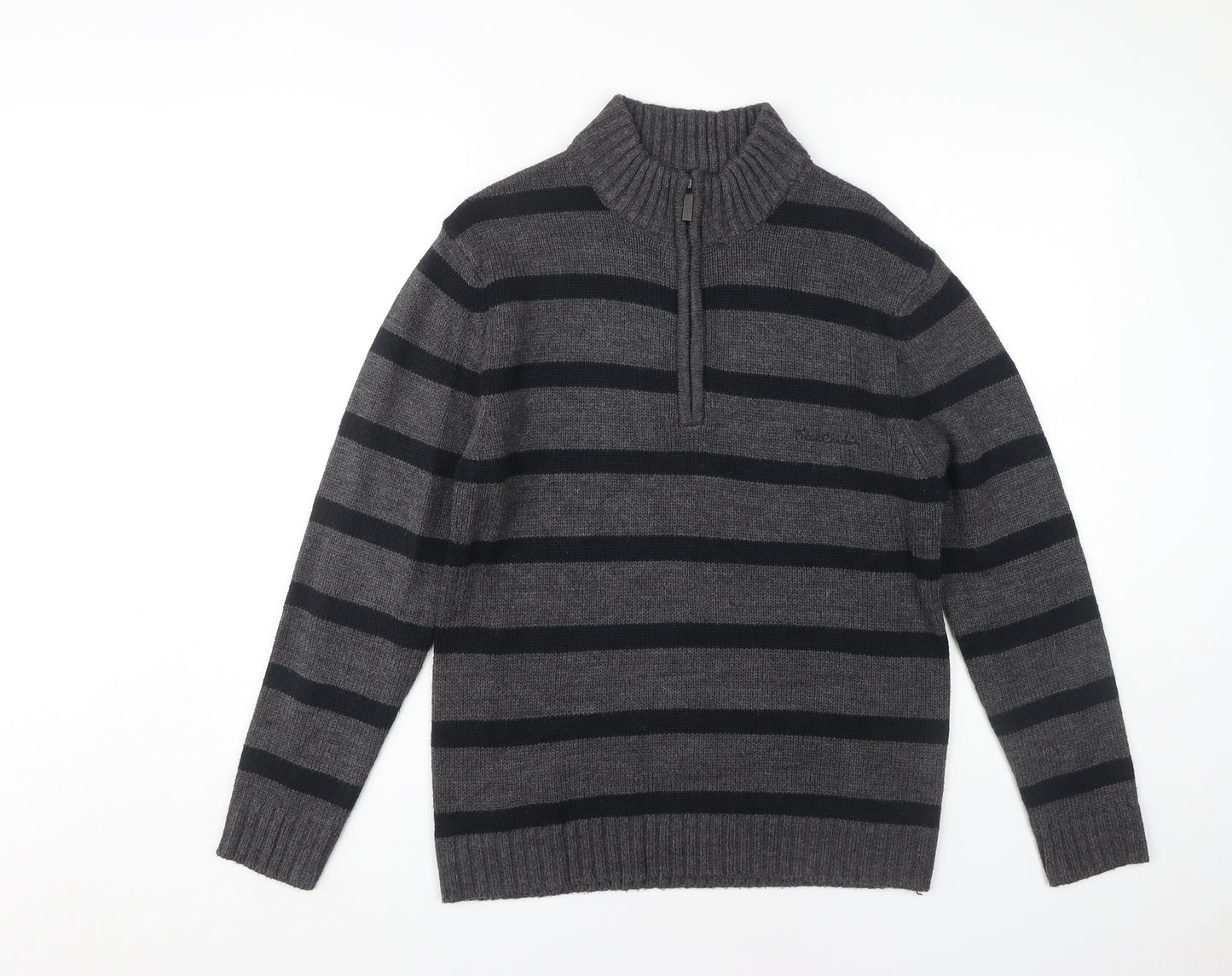 Pierre Cardin Men's Grey Striped Pullover Jumper S