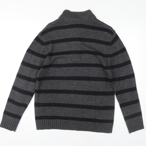 Pierre Cardin Men's Grey Striped Pullover Jumper S