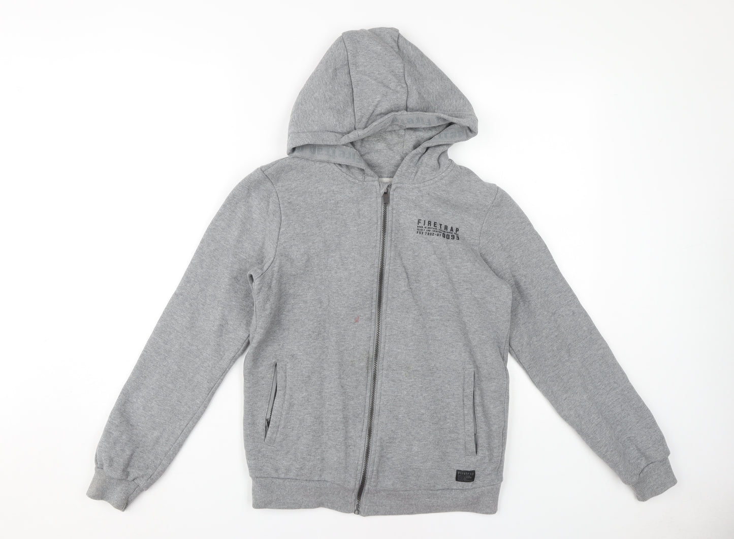 Firetrap Boys Grey Full Zip Hoodie, 13 Years, Cotton Blend