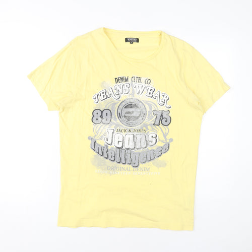 Jack & Jones Men's Yellow Graphic Print T-Shirt M