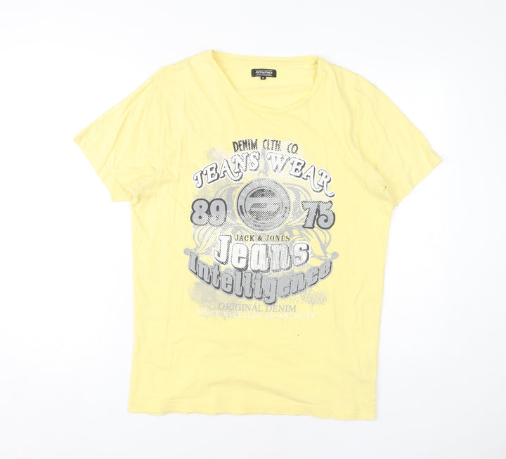 Jack & Jones Men's Yellow Graphic Print T-Shirt M