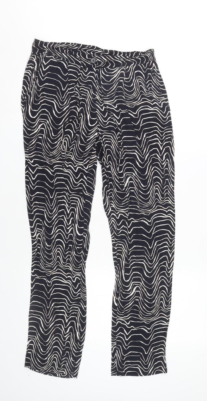 Jigsaw Women’s Black Geometric Trousers Size 8