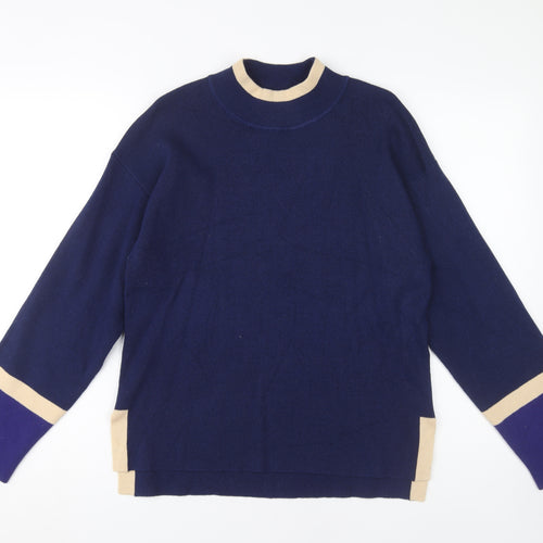 Jasper Conran Women's Blue Pullover Size M Mock Neck Jumper
