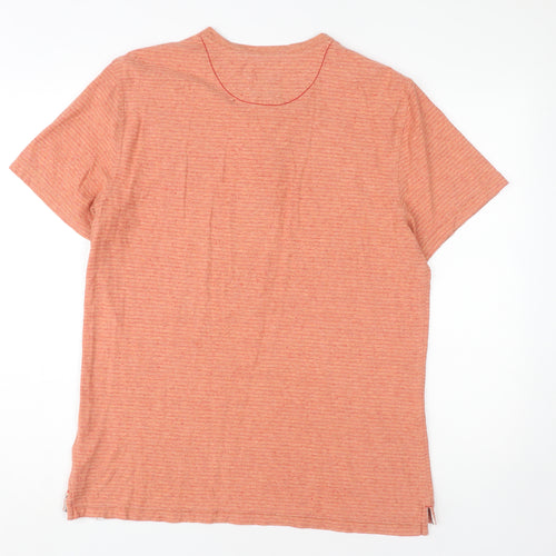 White Stuff Men's Orange Striped Henley T-Shirt M
