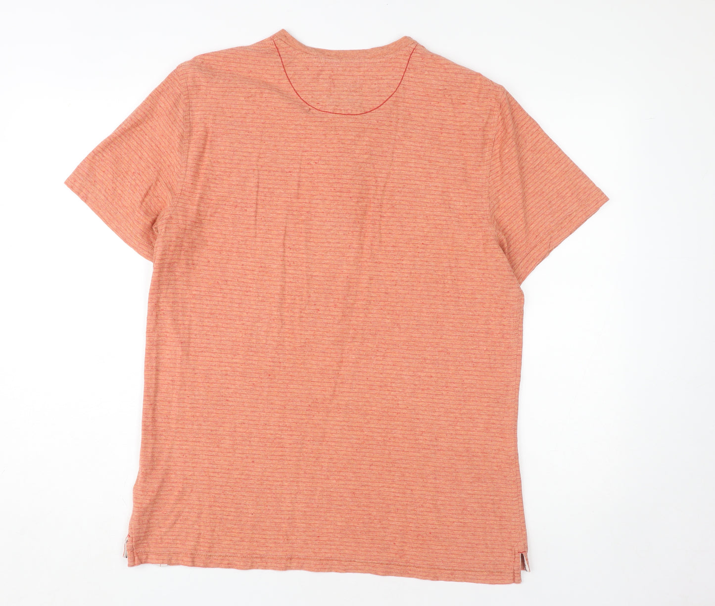 White Stuff Men's Orange Striped Henley T-Shirt M