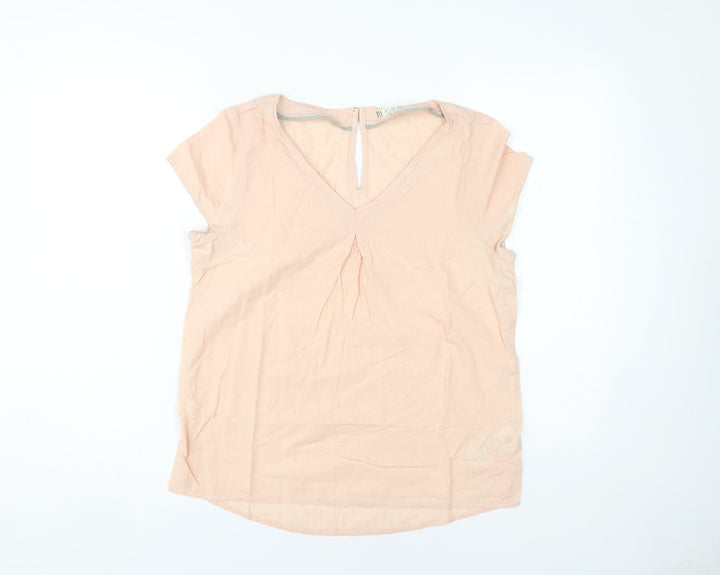White Stuff Women's Pink Blouse UK 8 V-Neck