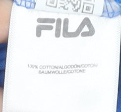 FILA Blue Long Sleeve Unisex Cotton T-Shirt L
