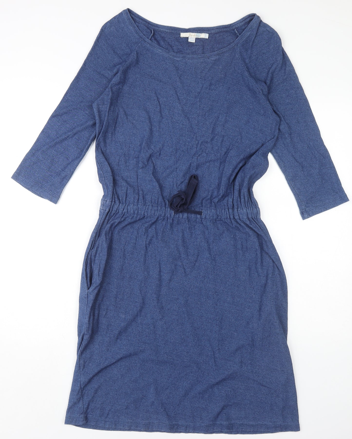 Boden Women's Blue Knee Length Cotton Shift Dress L
