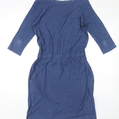Boden Women's Blue Knee Length Cotton Shift Dress L