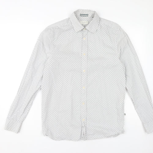 Ted Baker Men's White Geometric Dress Shirt S
