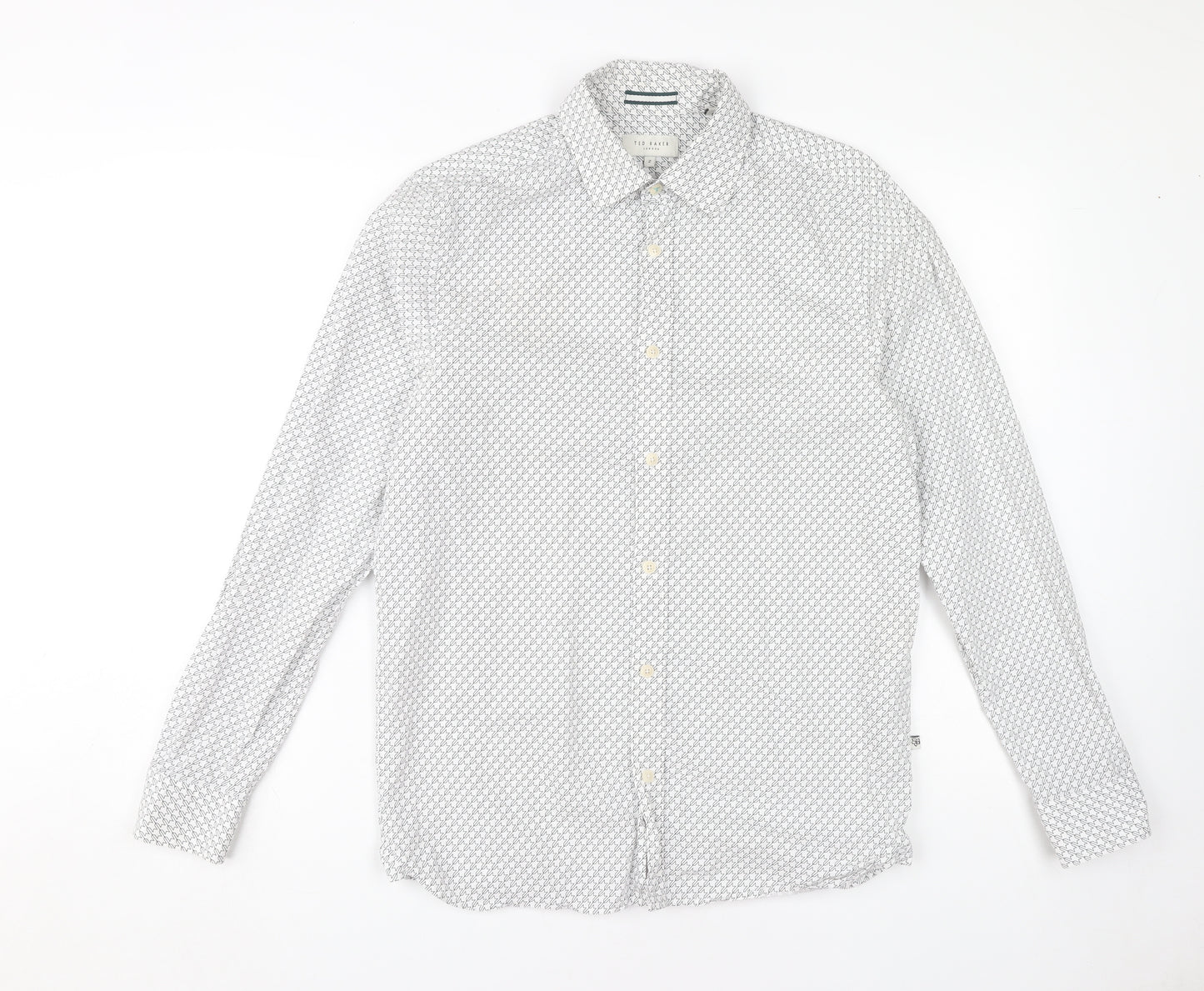 Ted Baker Men's White Geometric Dress Shirt S