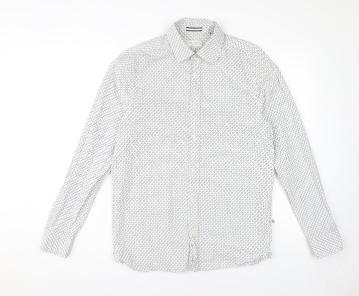 Ted Baker Men's White Geometric Dress Shirt S
