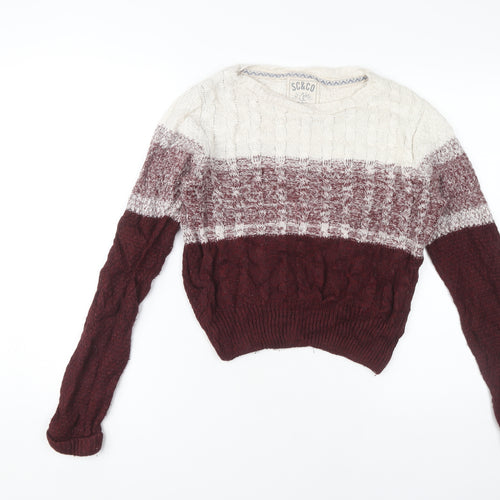 SC&CO Women's Multicoloured Cable-Knit Jumper Size 12