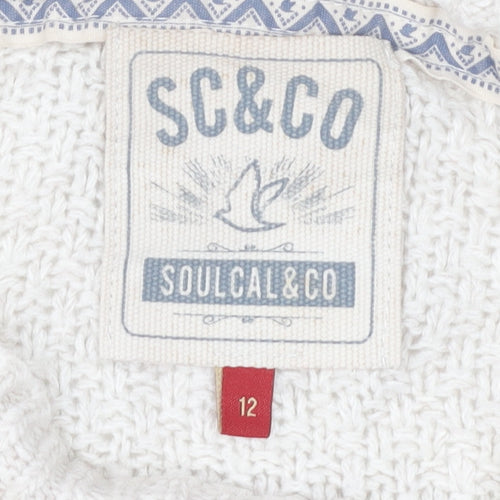 SC&CO Women's Multicoloured Cable-Knit Jumper Size 12