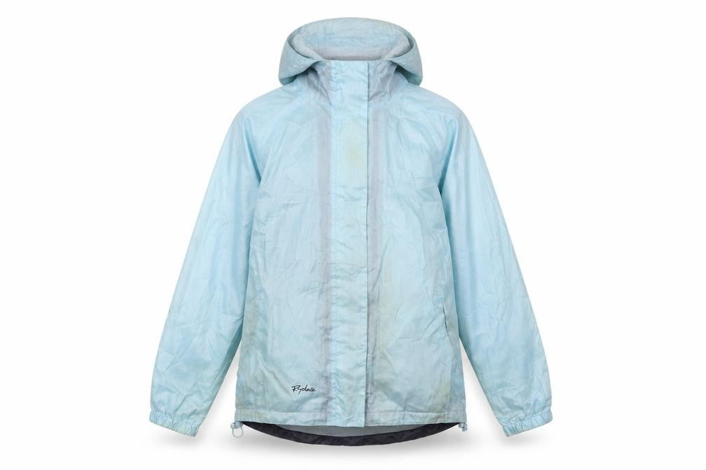 Front view of Rydale Women's Blue Hooded Windbreaker Jacket, size 14