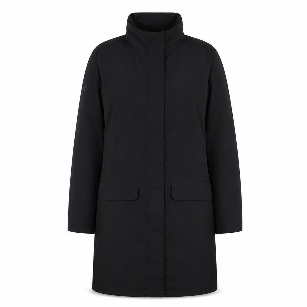 Front view of Peter Storm Women's Black Long Overcoat, size 10