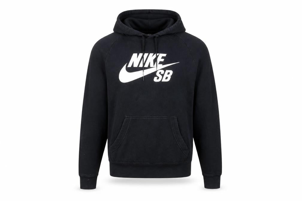 Front view of Nike Men's Black Hoodie S Pullover Logo