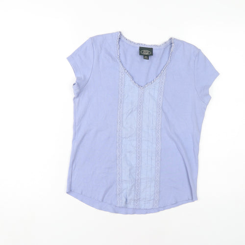 Laura Ashley Women's Purple Cotton V-Neck T-Shirt