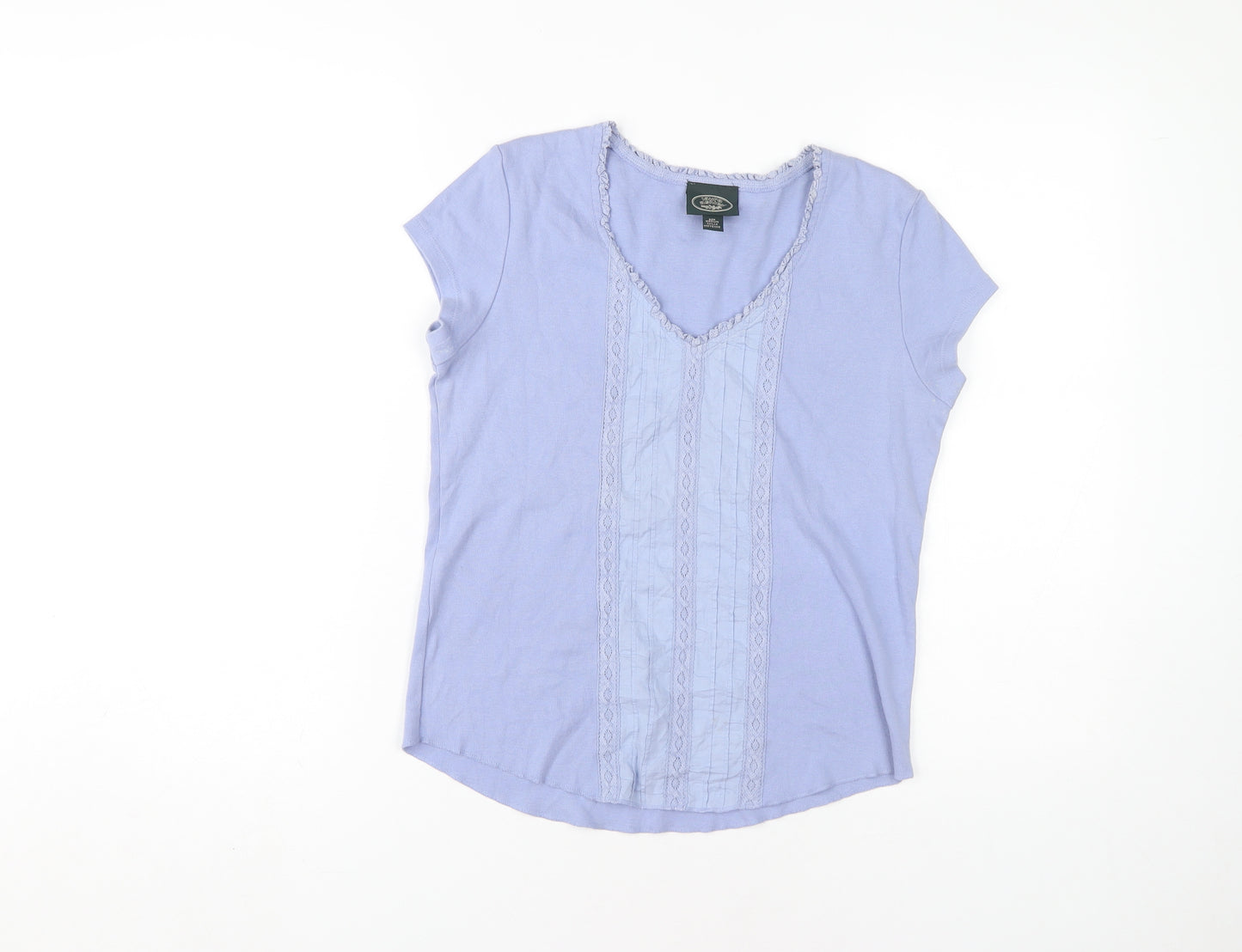 Laura Ashley Women's Purple Cotton V-Neck T-Shirt