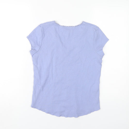 Laura Ashley Women's Purple Cotton V-Neck T-Shirt