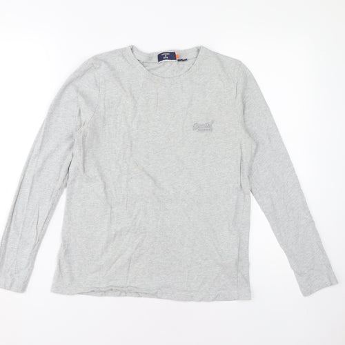 Superdry Women's Grey Cotton Long Sleeve T-Shirt UK 10