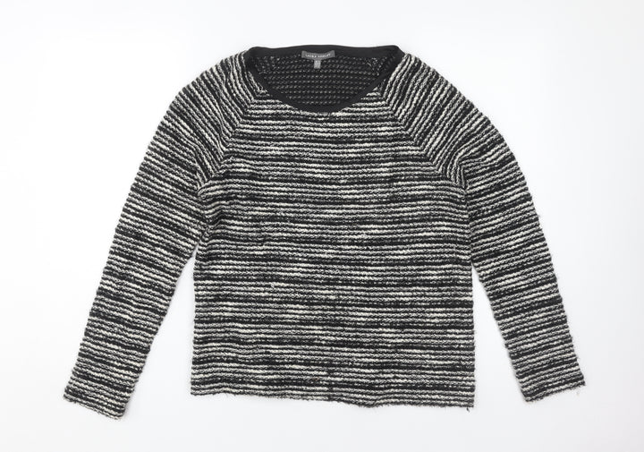 Laura Ashley Women's Black Striped Jumper UK 14