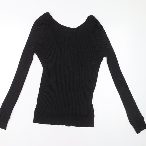 Jacqueline de Yong Black Wrap Blouse, Size L, Women's