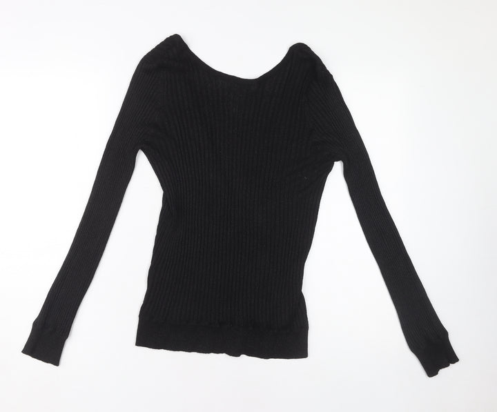 Jacqueline de Yong Black Wrap Blouse, Size L, Women's