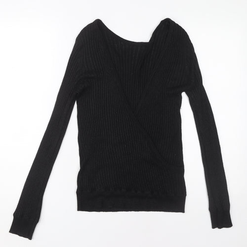 Jacqueline de Yong Black Wrap Blouse, Size L, Women's