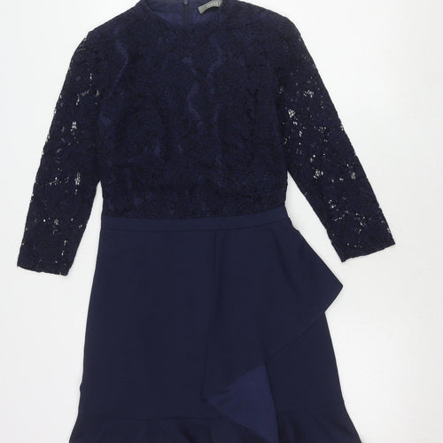 Oasis Women's Blue Short Lace Dress Size 8