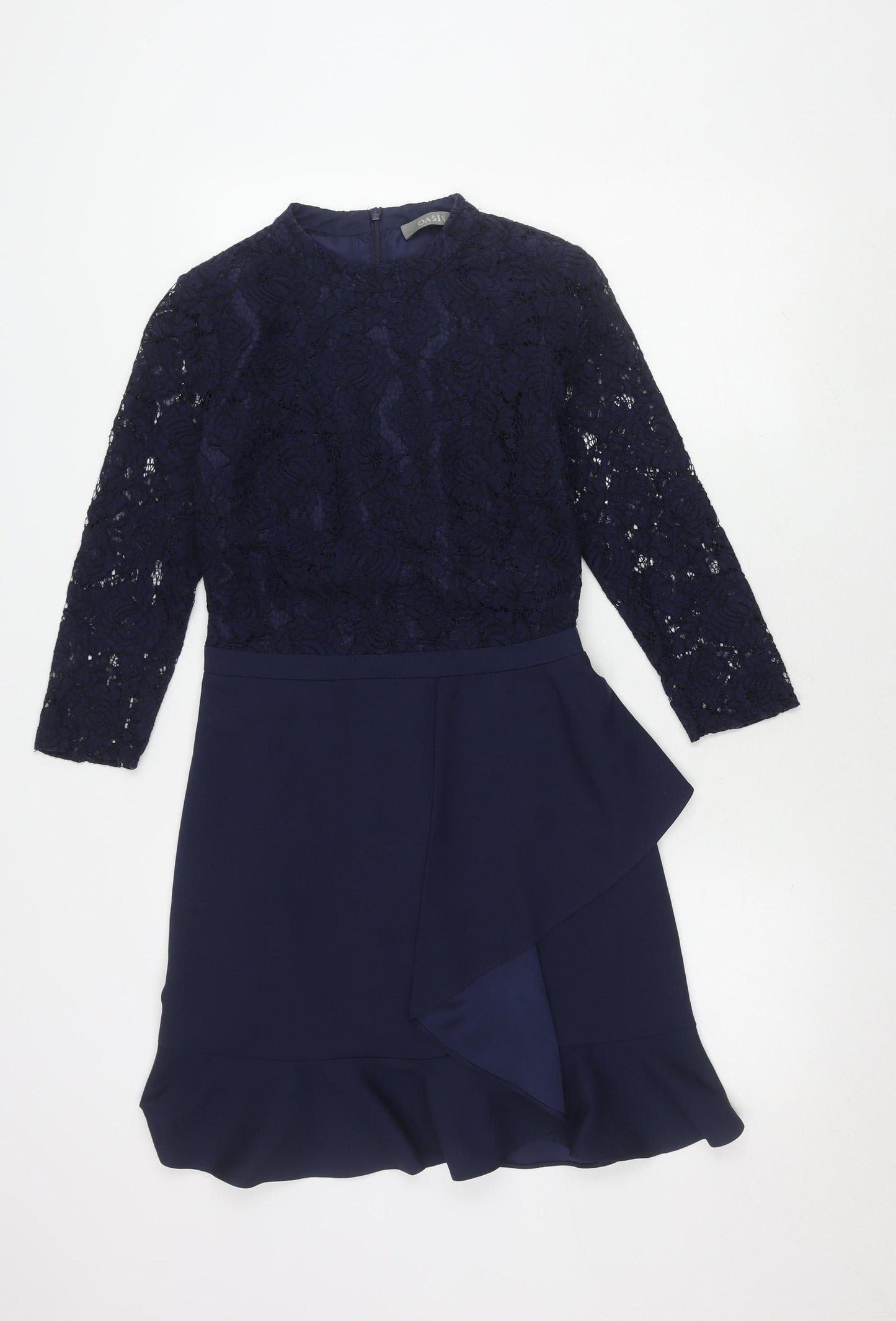 Oasis Women's Blue Short Lace Dress Size 8