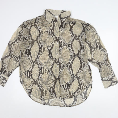 H&M Women’s Multicoloured Size 12 Animal Print Button-Up Shirt