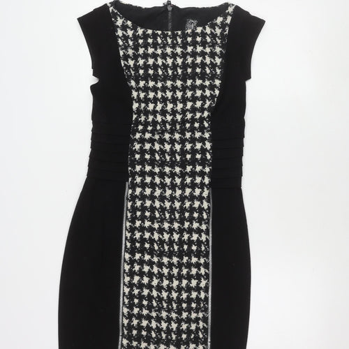 Jax Women's Black Sheath Dress, Size 10, Houndstooth