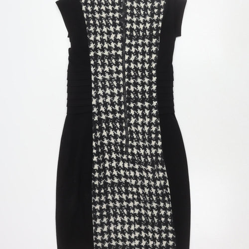 Jax Women's Black Sheath Dress, Size 10, Houndstooth