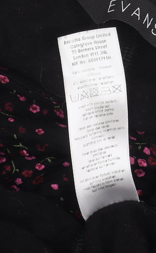 Evans Black Floral Long Sleeve Plus Dress Women