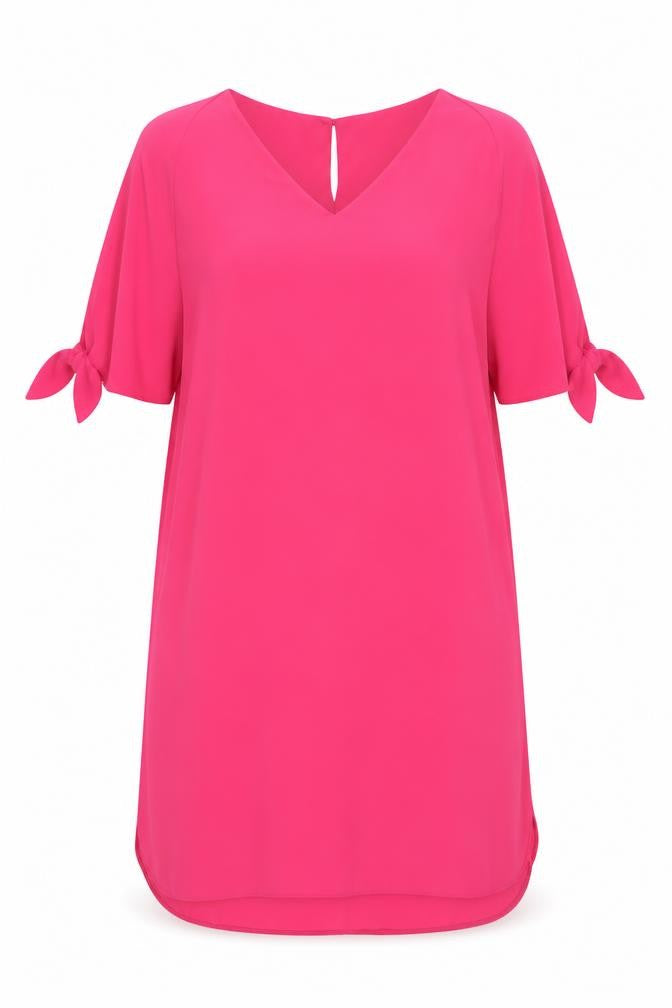 Front view of Dorothy Perkins Women's Pink Flutter Sleeve Dress
