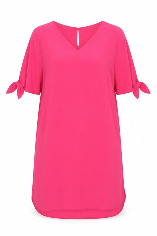 Front view of Dorothy Perkins Women's Pink Flutter Sleeve Dress