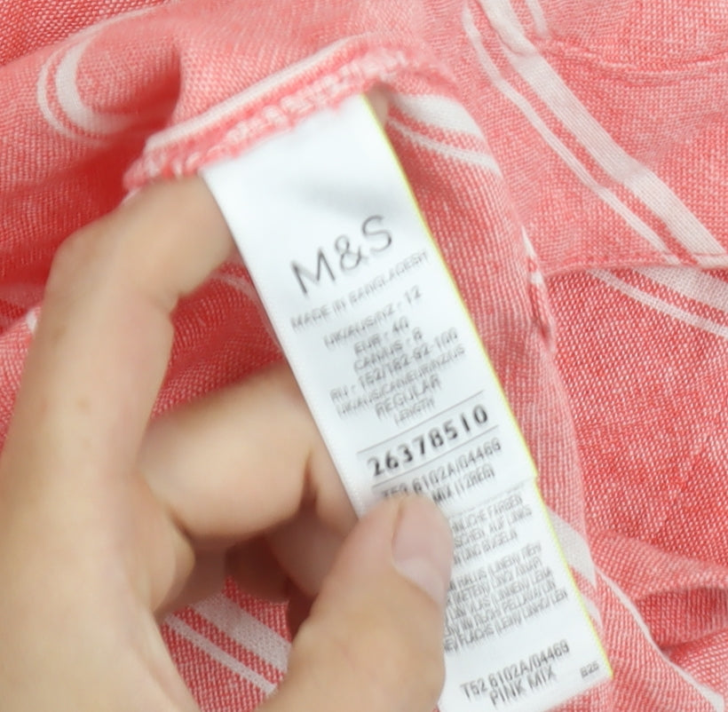 Marks and Spencer Women’s Pink Striped Dress Size 12