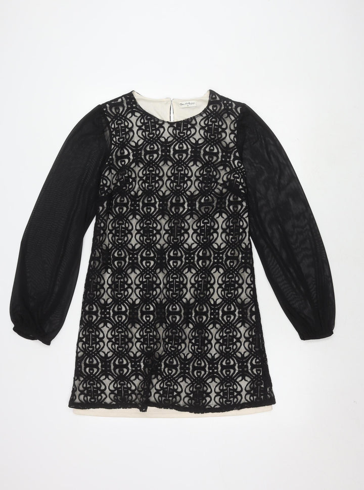 Miss Selfridge Women’s Black Ivory Long Sleeve Dress