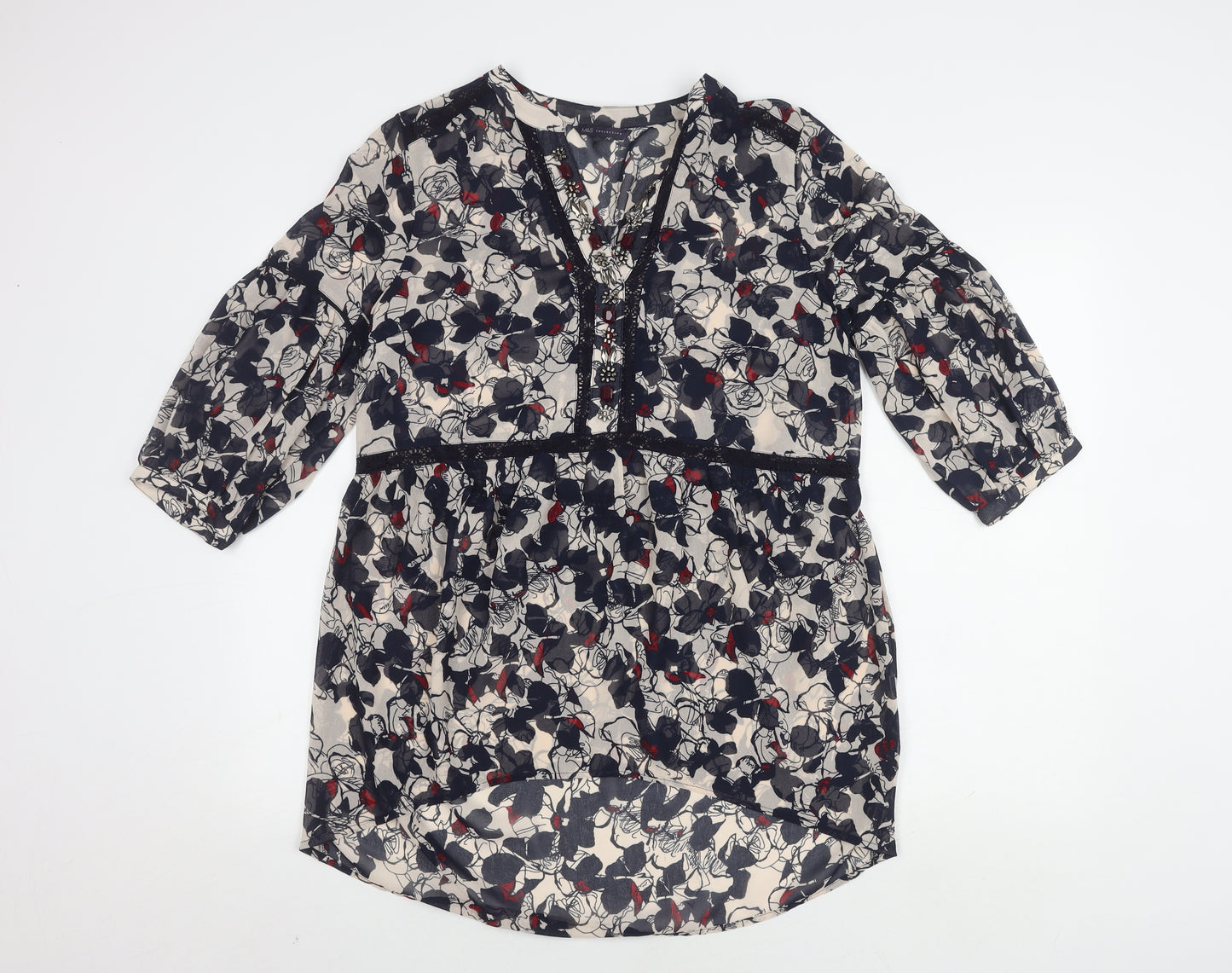 Marks and Spencer Women's Floral Dress, Size 14, Beaded