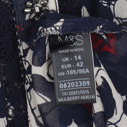 Marks and Spencer Women's Floral Dress, Size 14, Beaded