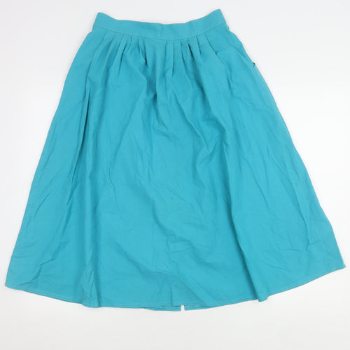 St Michael Women's Blue Cotton Knee Length Skirt