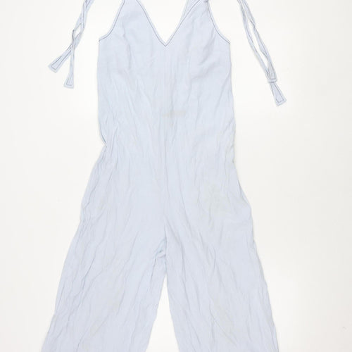 Topshop Women Blue Jumpsuit Size 4 Sleeveless Wide-Leg