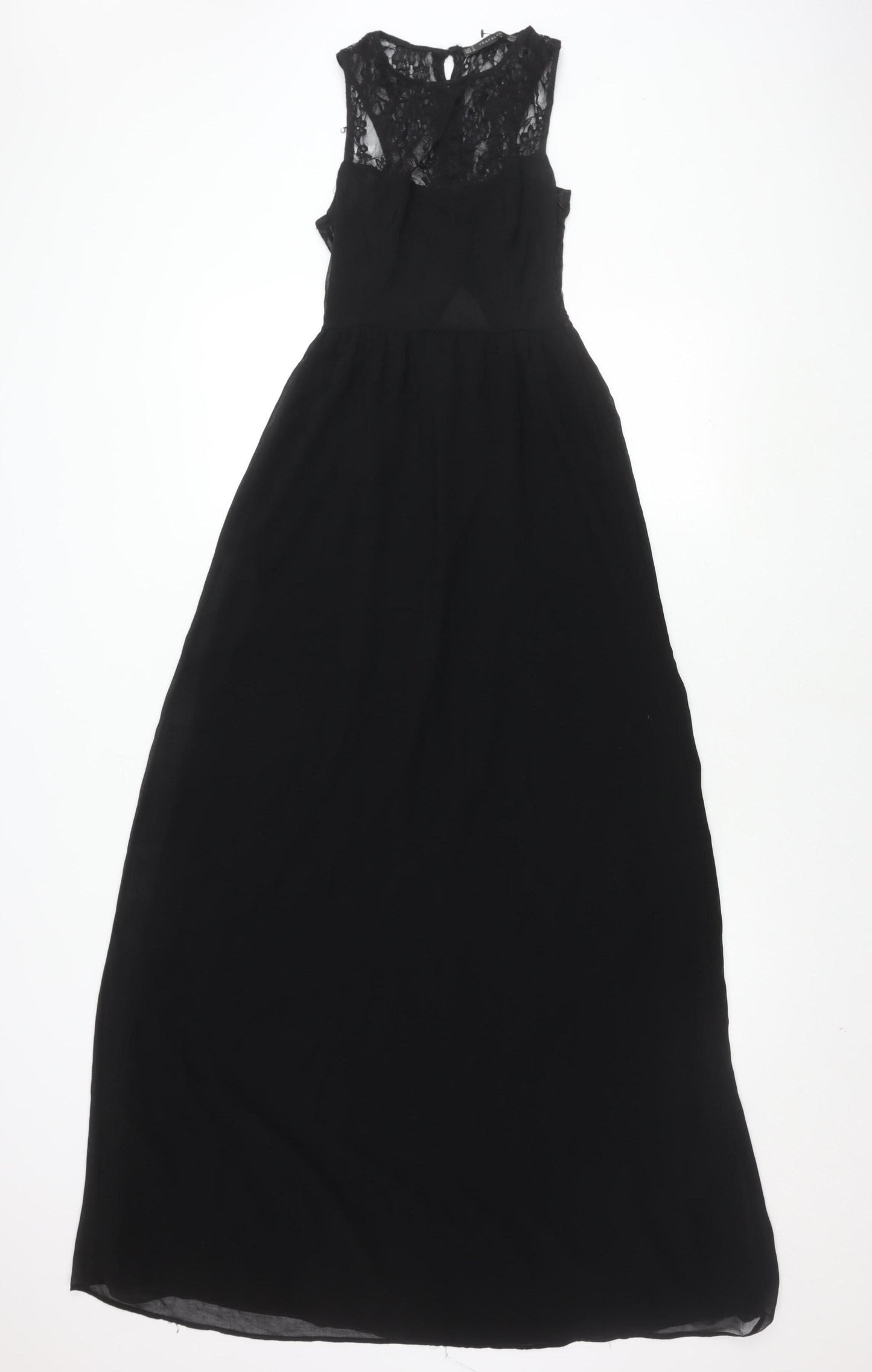 Zara Women's Black Midi Dress, S, Lace Accents
